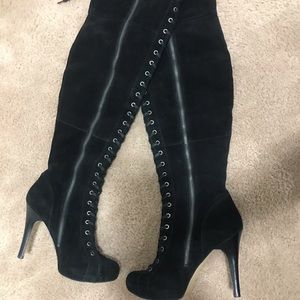 Black tall boots with heel